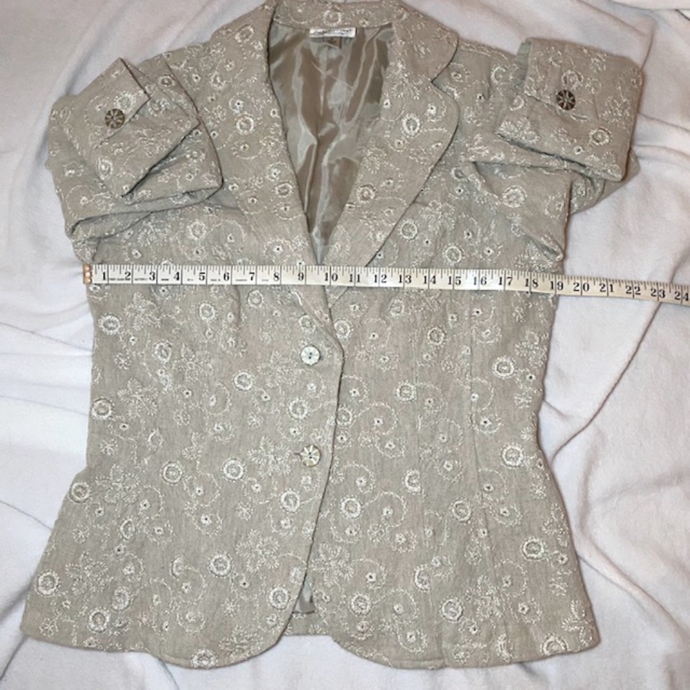 Coldwater Creek Linen Embroidery Blazer Size M - Picture 6 of 8